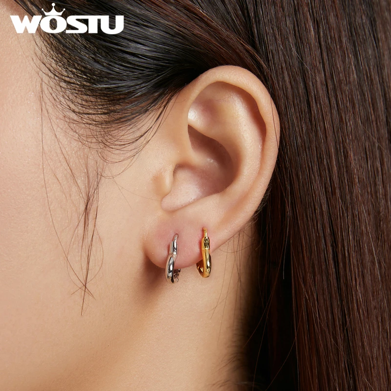Женские серьги гвоздики WOSTU Forever Circle 100% Стерлинговое Серебро 925 пробы