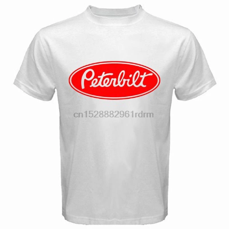 

New PETERBILT TRUCK Racinger Classic Logo Mens White T-Shirt Size S to 3XL Short New Style Tee Shirt