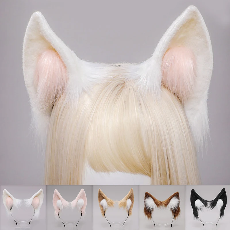 1PC Lolita Plush Animal Ear Headdress Long Furry Cosplay Hair Hoop Party Costume Hairband Accessories