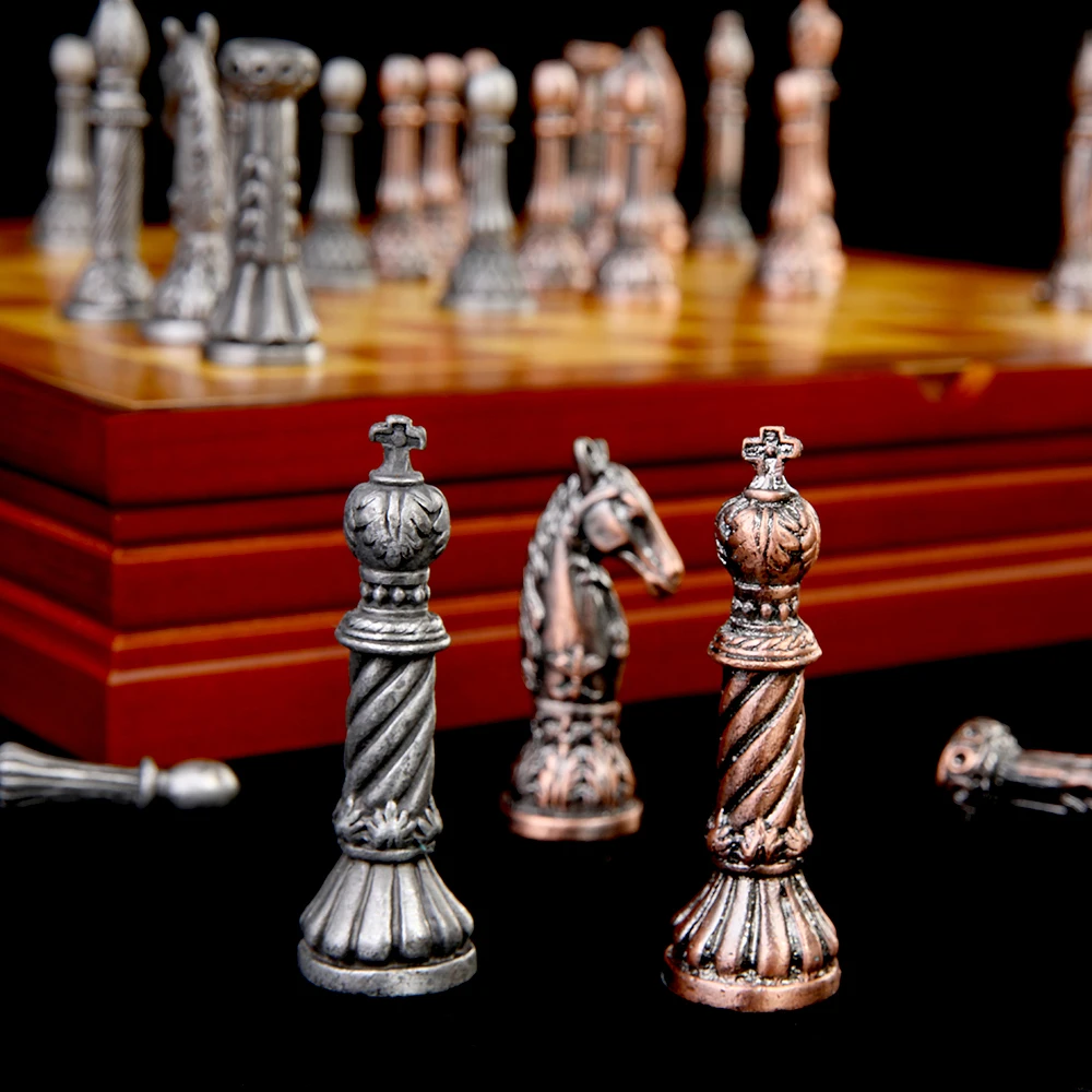 

Themed Chess Free Shipping High Quality New Arrival Tin Zinc Alloy Metal Chess Set Rome Style Chess Pieces Chess Set Luxury