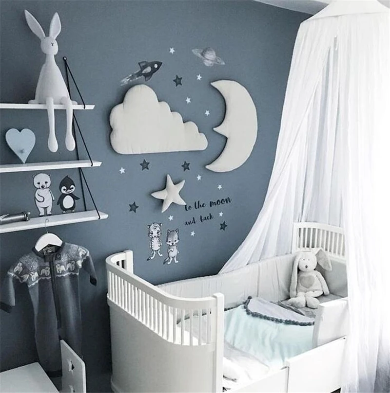 

Ins Style 3D Moon Cloud Star Kids Play Tent Decoration Tent Props Children Baby Bed Room Hanging Decor Ornament Wall Stickers