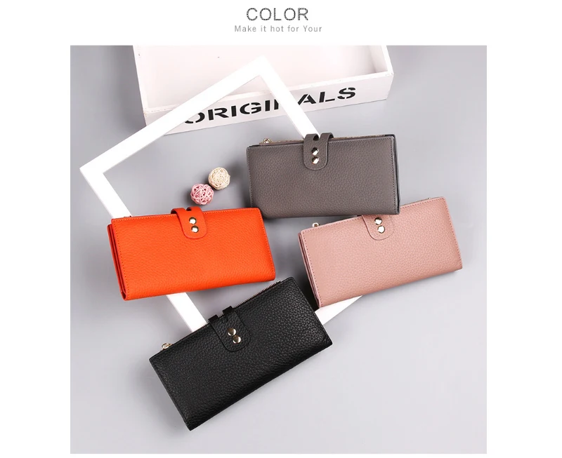 Fashion Genuine Leather Wallet Coin Purse Girl Women Wallets With Phone Case Long Clutch Bags Female Card Holder Cartera Mujer
