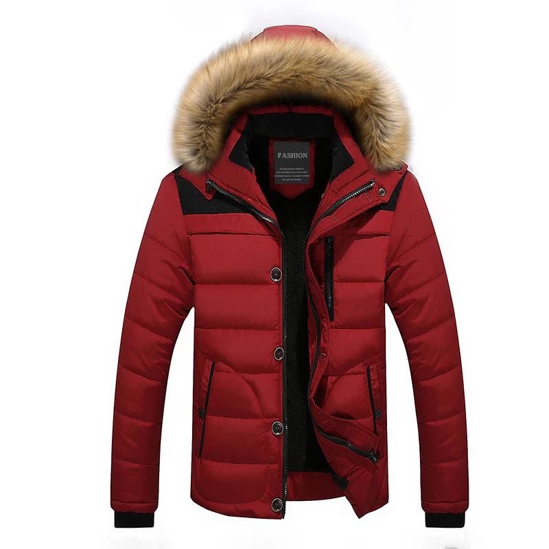 

Winter Jackets Men Cotton Warm Parka Coat Mens Casual Fur Collar Hooded Jackets Parka Male Thicken Jacket Outwear Plus Size 6XL