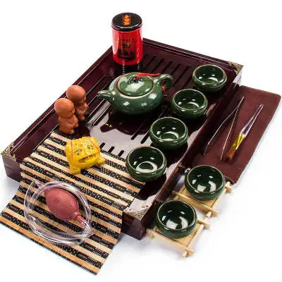 set 12 Отличный Фиолетовый глиняный чайный набор кунг-фу чайник gaiwan заварочный чахай деревянный бамбуковый поднос китайский чайный церемониальный набор - Цвет: set 12