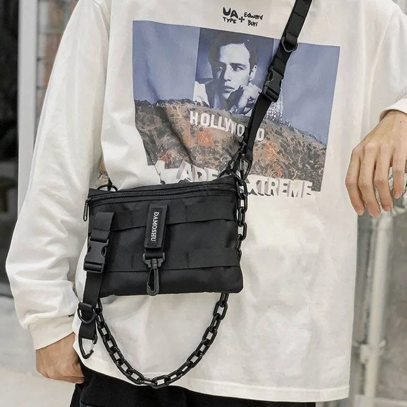 

Сумка-мессенджер унисекс, нейлоновая, с цепочкой, 2021