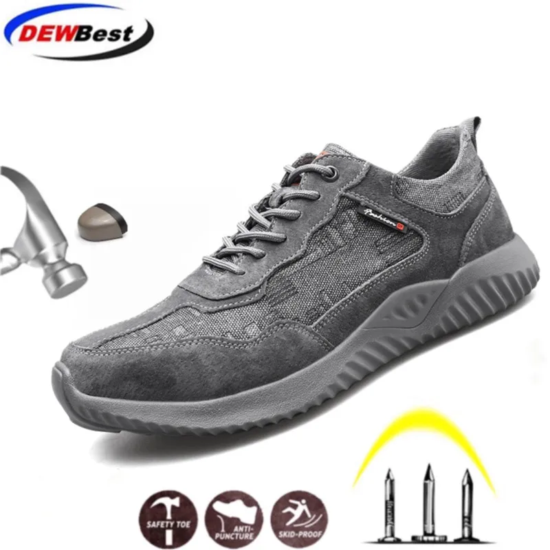 

DEWBEST 2021 легкие защитные мужские кроссовки со стальным носком унисекс рабочие кроссовки защита от ударов дышащие удобные износостойкие