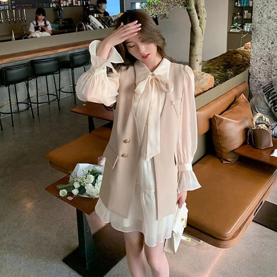 Женское винтажное платье макси с бантом на поясе офисное воротником Питер Пэн и