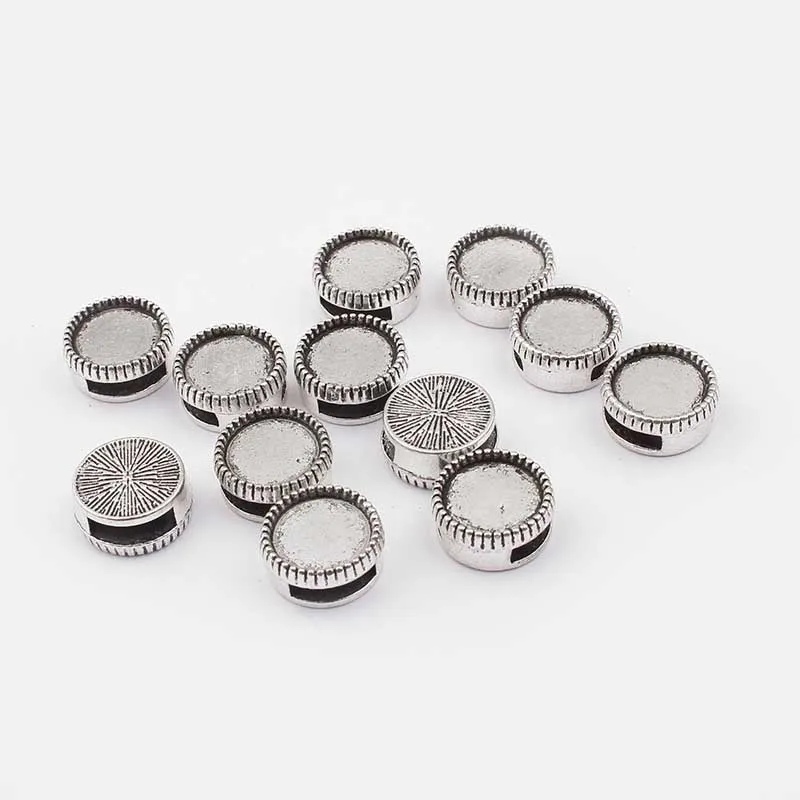 Тибетские Серебряные Круглые круглые ползунки для шнурков 8 мм 9 20 шт. 10 12