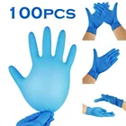 100 ПК синие одноразовые латексные перчатки для мытья посуды Кухня работы Резиновые Садовые Перчатки защитные левая и правая рука универсальный # T2