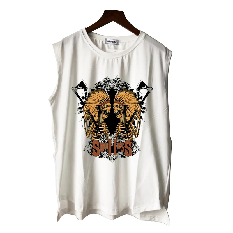 Индийский вождь череп Готический тату принт Хави Металл в стиле панк рок и хип