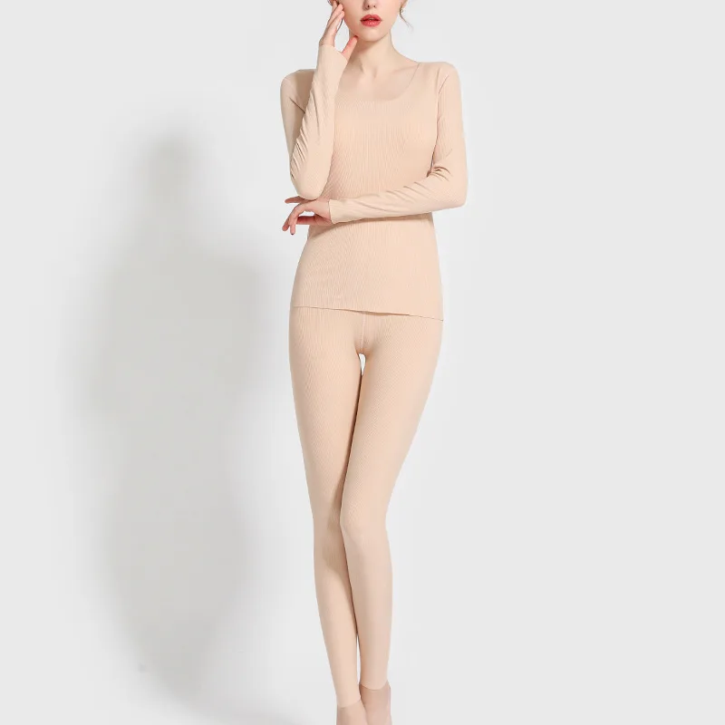 

2019 winter new sam free cut seamless heating thermal underwear sets women T shirt+pants 2 pieces long johns warm suits