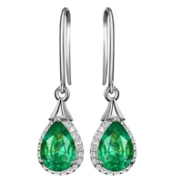 925 sterling silver jewelry with green gemstones water drop shaped earrings for women emerald female ear drops anniversary gifts
