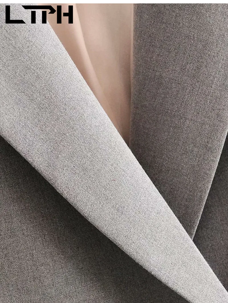 LTPH-Chaqueta corta de estilo inglés para mujer, abrigo de traje de manga larga informal, color gris, de alta calidad, a la moda, Primavera, 2021
