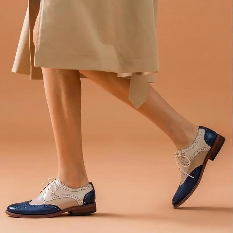 Женская обувь на плоской подошве в винтажном стиле из PU искусственной кожи