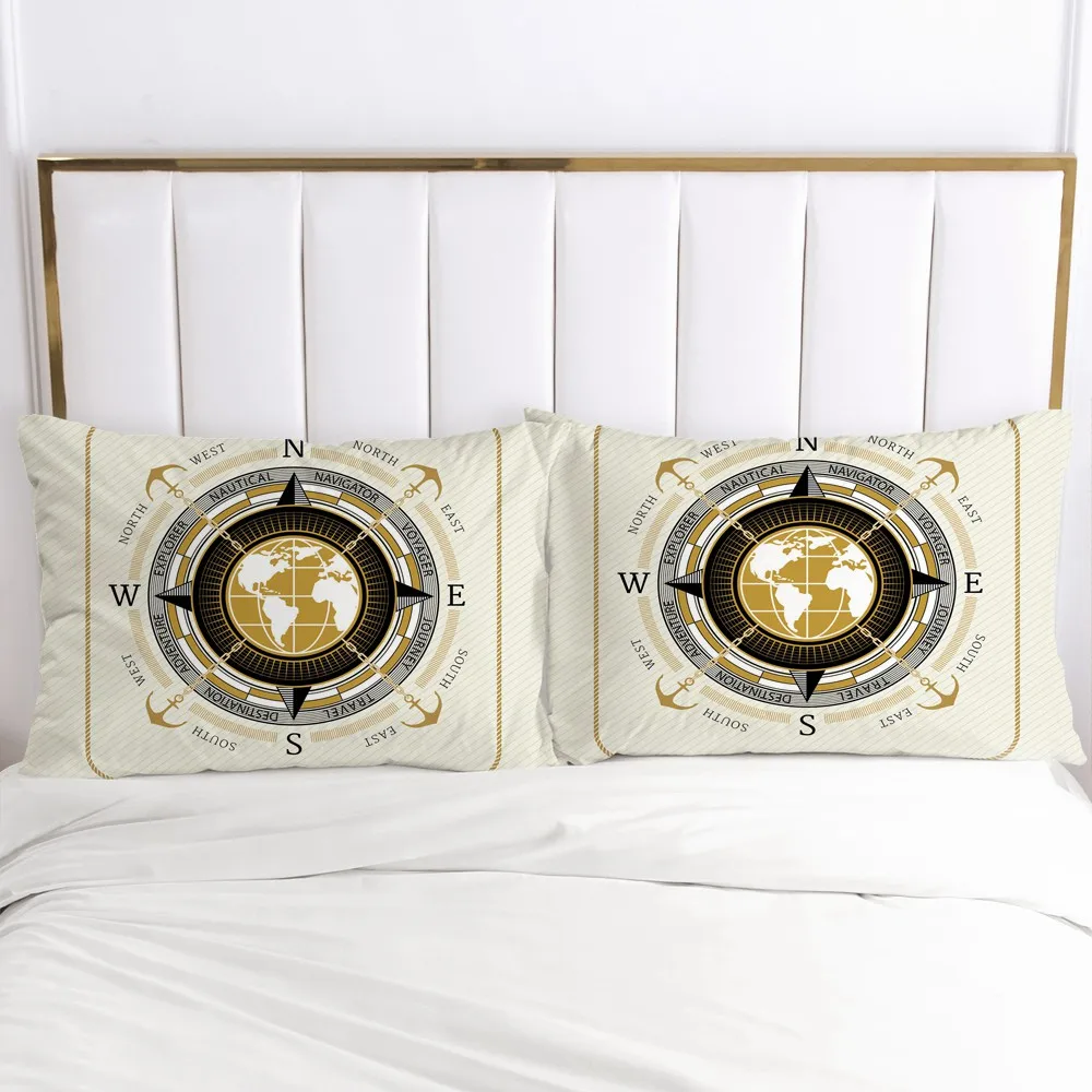 

2 PCS Pillowcase 45x45/70x70/80x80/65x65/50x75,3D Pillow Case Custom,Decorative Pillow Cover Bedding Sailing Compass,drop ship