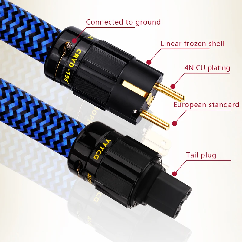 yytcg hifi power cable hi end 6n occ power cord with european power plug free global shipping