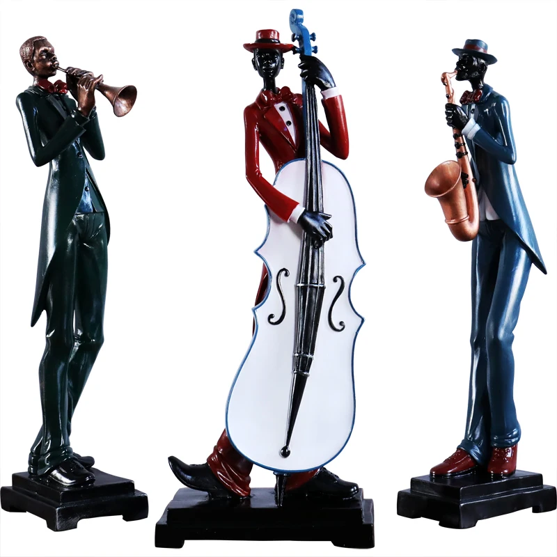 

European Resin Musician Music Band Statues Decoration Home Livingroom Bar Cafe Desktop People Sculpture Figurines Crafts Decor