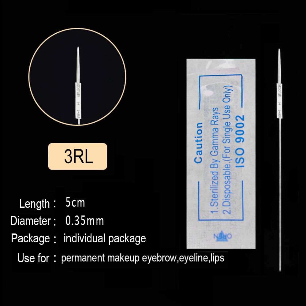 Disposable Sterilized 0.35*50mm PMU needles 3RL Tattoo Needles Use For Eyebrow Pen Machine Permanent Makeup Kit | Красота и здоровье