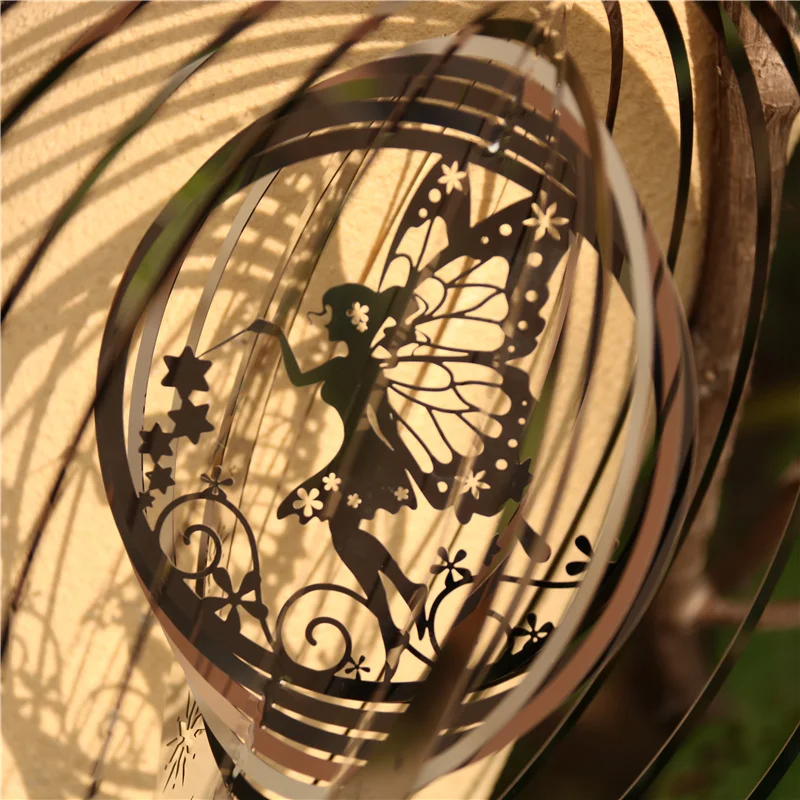 

Металлические подвесные 3d-колокольчики, вращающиеся ветряные колокольчики, погодостойкие подвесные наружные украшения из нержавеющей ста...