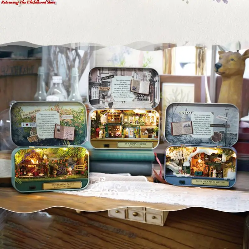 

Wooden Doll House Miniature Home Nostalgic Theme DollHouse Furniture Accessories