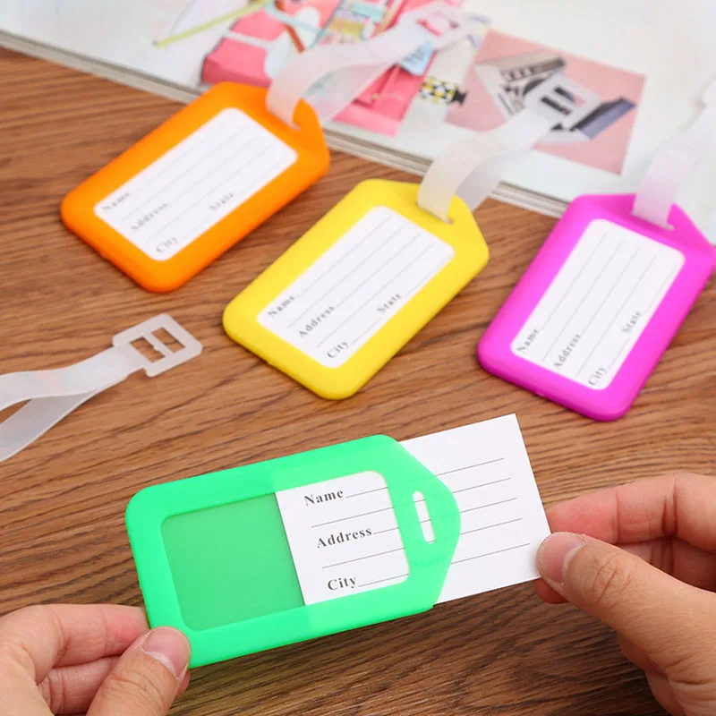 10 шт. пластиковый чемодан с цветным рисунком бирки для багажа дизайнерские