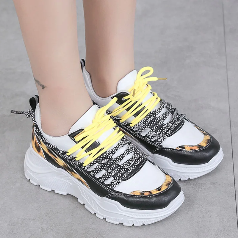 Модные леопардовые Женские кроссовки Tenis Feminino Женская обувь на платформе