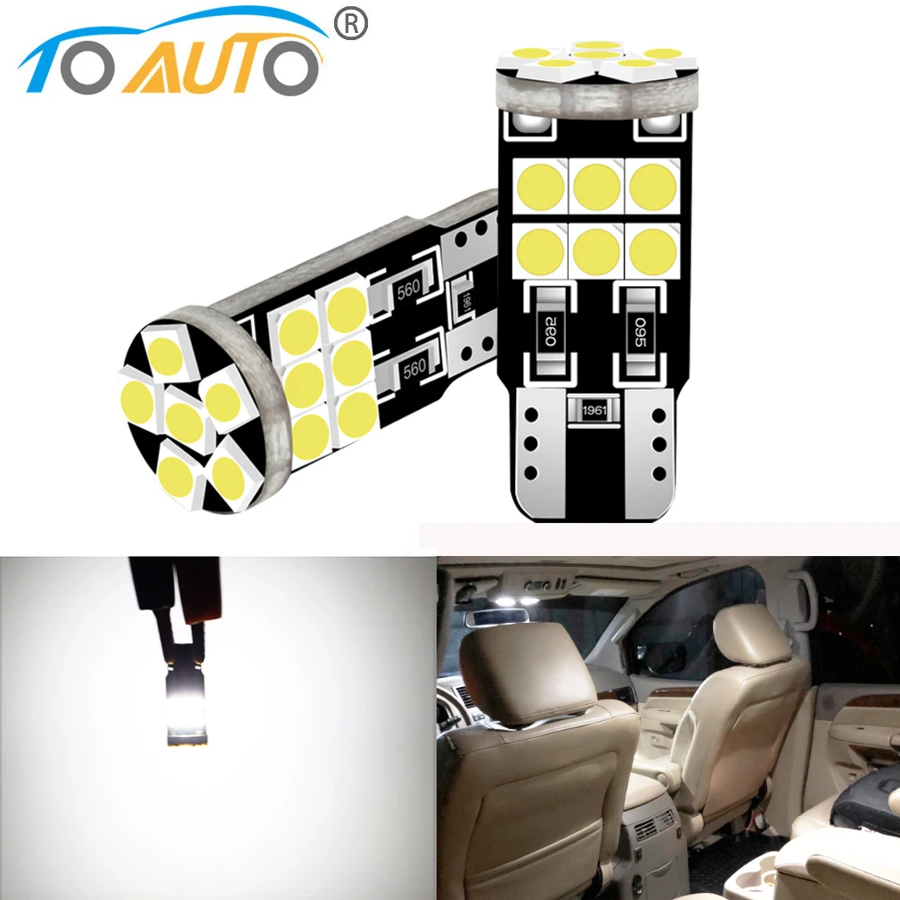 

Светодиодсветодиодный лампа T10 W5W, суперъяркая лампа для чтения интерьера автомобиля, 3030, 168, 194, 12 В