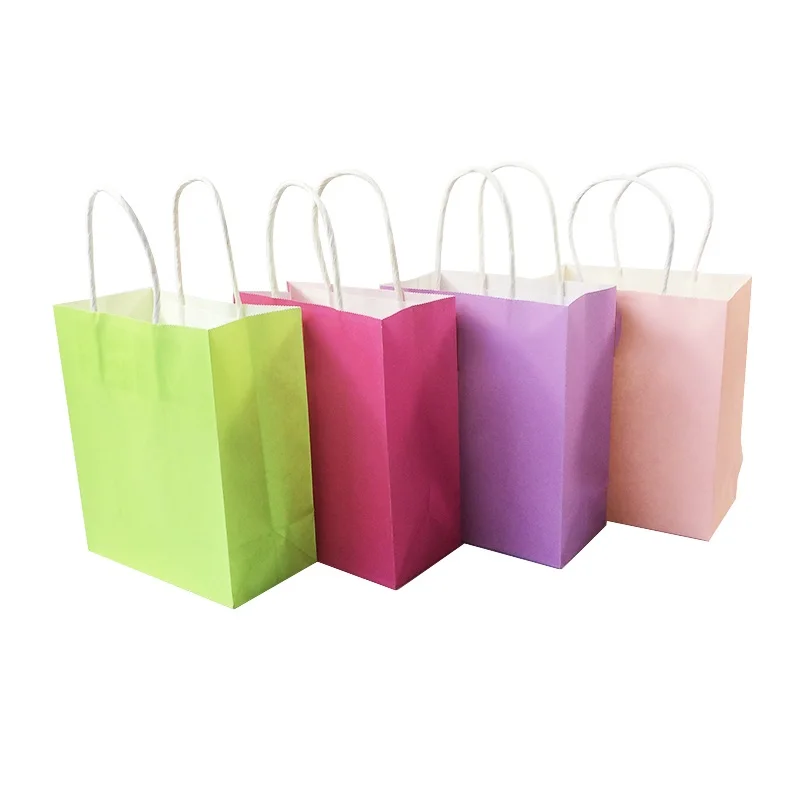 

40PCS/lot Kraft paper Gift bag with handle 18x15x8cm wedding birthday party gift package bags Christmas new year Wholesale