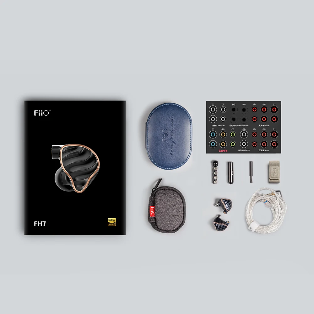 FiiO FH7 HiFi аудио Hi Res бериллий PVD 5 драйвер (4 Knowles BA + 1DD) гибридные Внутриканальные