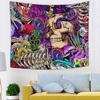 psychedelic witchcraft mushroom indian mandala tapestry background plant tapestry wall hanging hippie gypsy tapis decoration