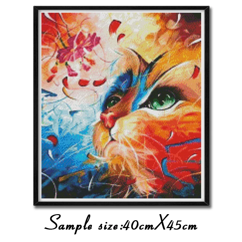 Алмазная 5D картина супер Кот красочная вышивка цветы Elvis полный круг Квадратный