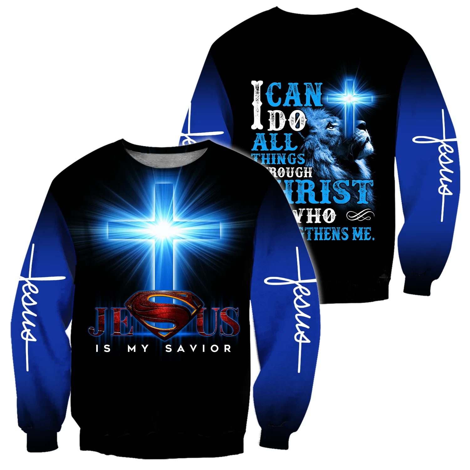 

Худи унисекс с 3D-принтом Иисуса Христа, голубого цвета