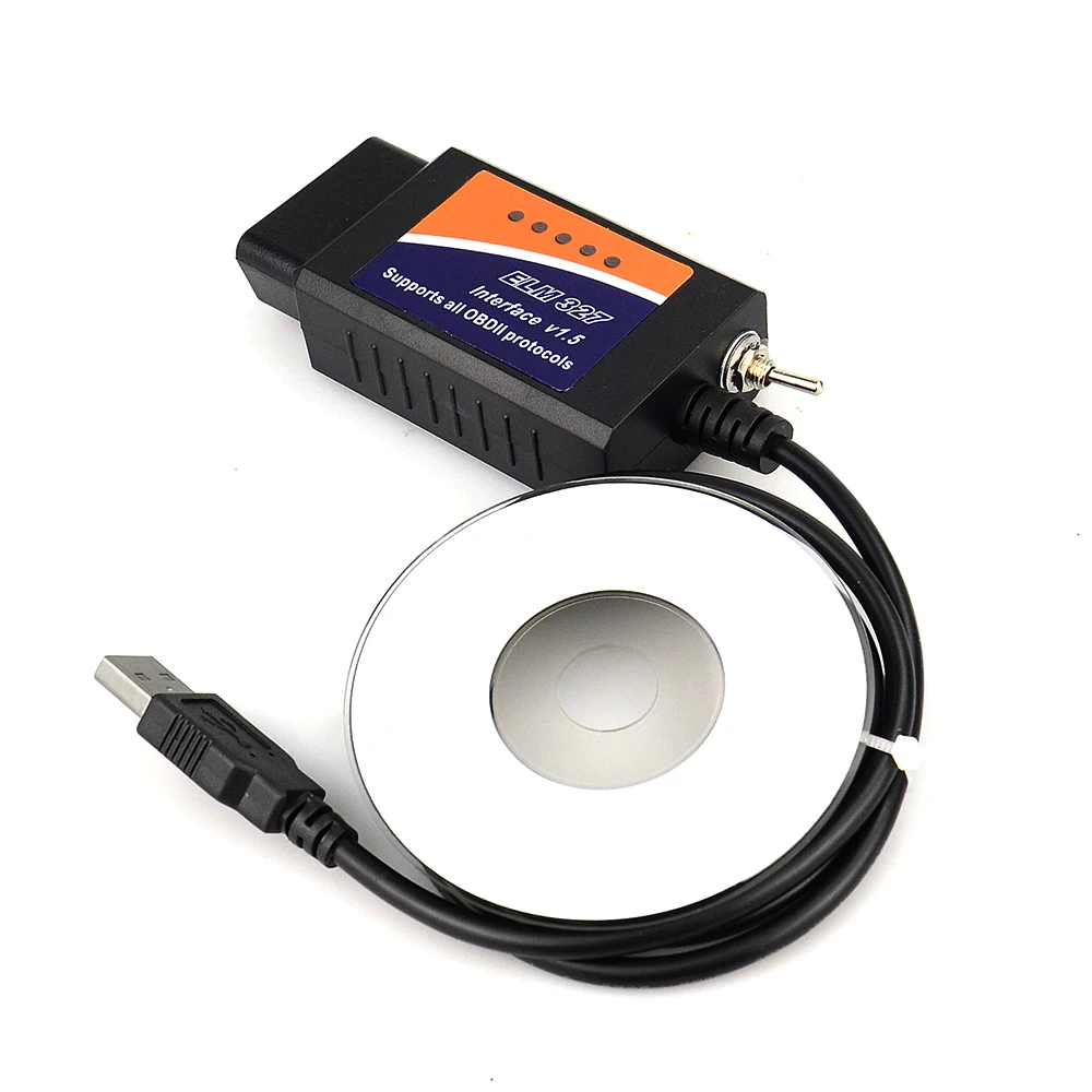 Автомобильный диагностический сканер ELM327 USB V1.5 OBD2 ELM 327 в 1 5 OBD 2 OBDII интерфейс
