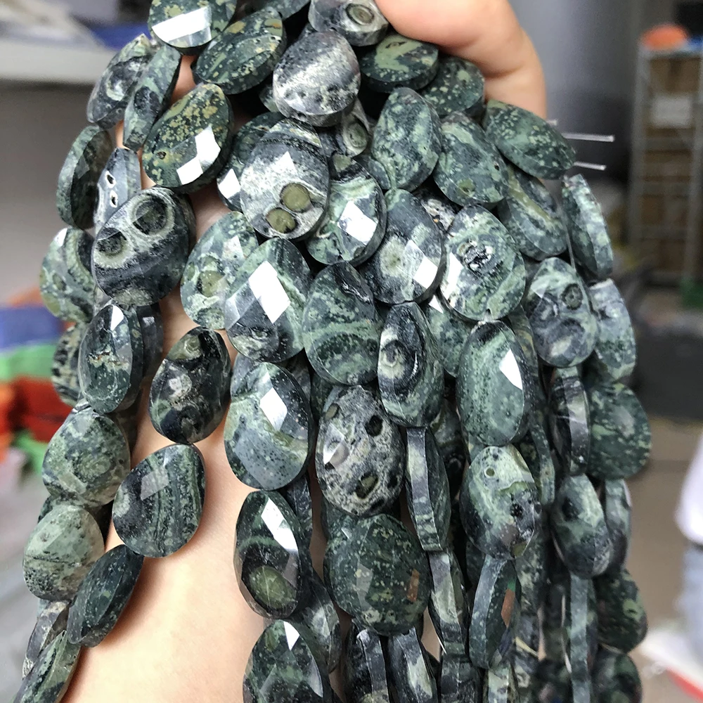 13*18mm Natural Green Malachite Kambaba Stone Faceted Water Drop Loose Spacer Beads For Jewelry Making DIY Bracelets Accessories | Украшения