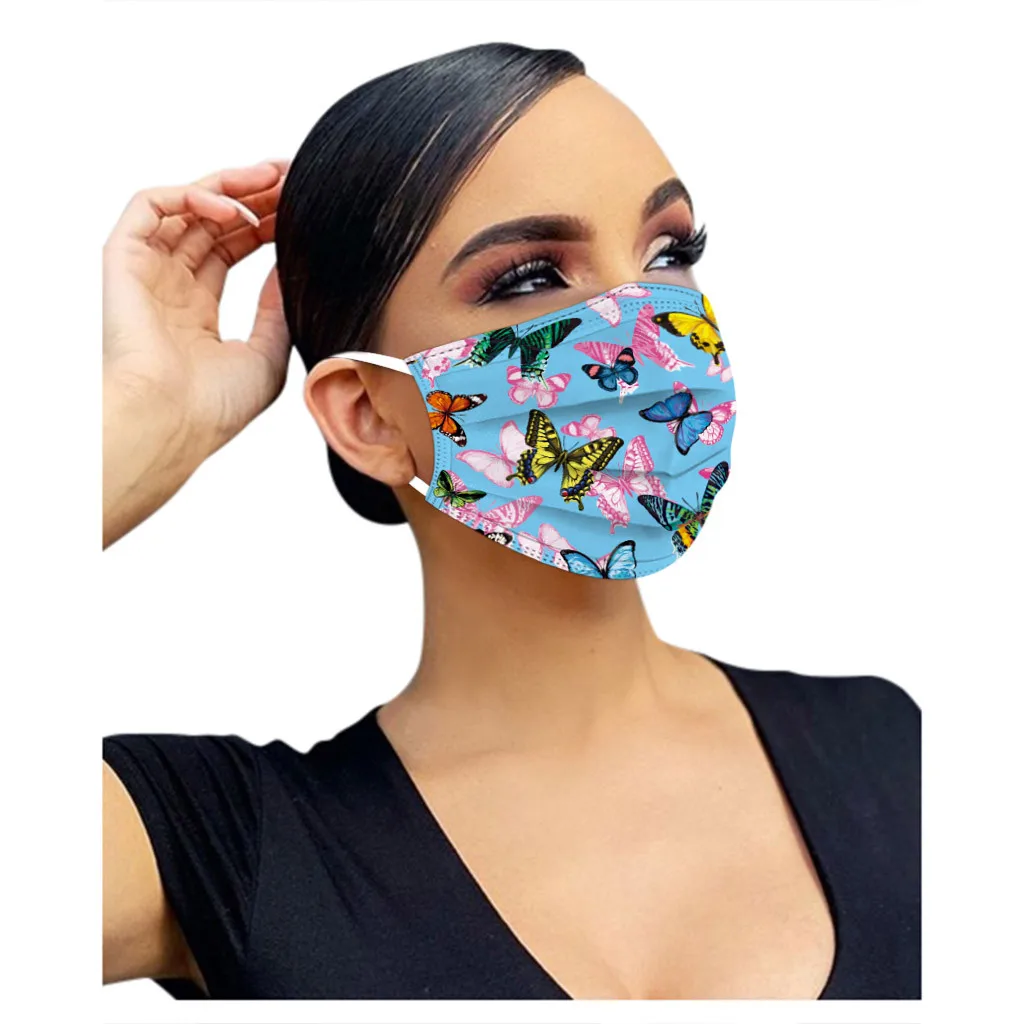 

New 50PC Mixed pattern Adult Women Man Mask Christmas mask Windproof and dustproof outdoor Popular butterfly printing fashion K5
