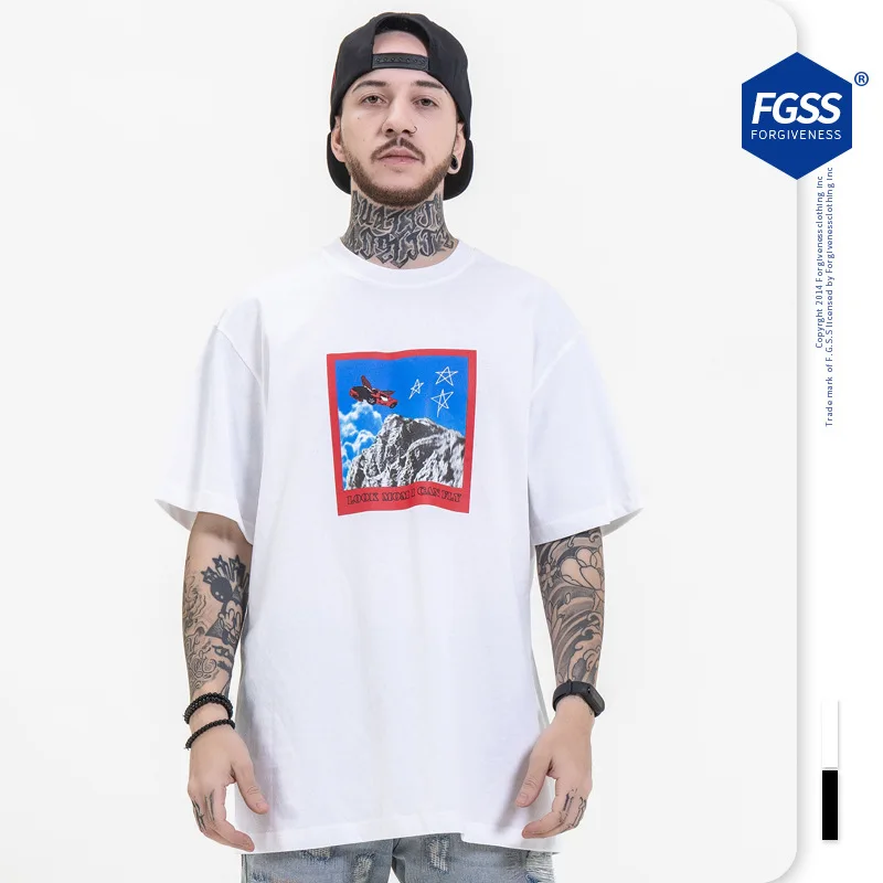 

2021 Spring And Summer New European And American Street Hip-Hop Fashion Brand Snow Mountain Print Loose Short-Sleeved T-Shirt Me