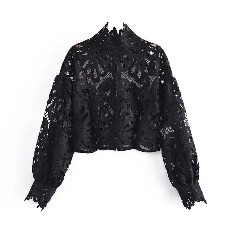 Винтажные шикарные женские топы ажурная богемная блузка рубашка женская на