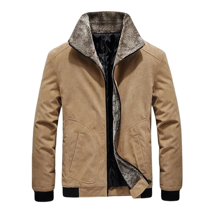 Corduroy Lapel Coat Winter Men's Bomber Outwear Casual Male Fur Collar Windbreaker Jacket Men Fleece Warm Corduroy Coat