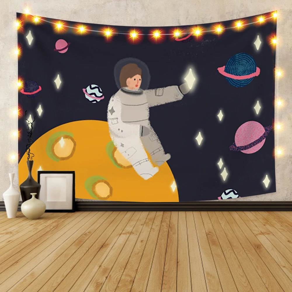

Laeacco Mandala Tapestry Wall Hnaging Children Kids Bedroom Dcoration Tapestry Blanket Polyester Cartoon Carpet Wallpaper