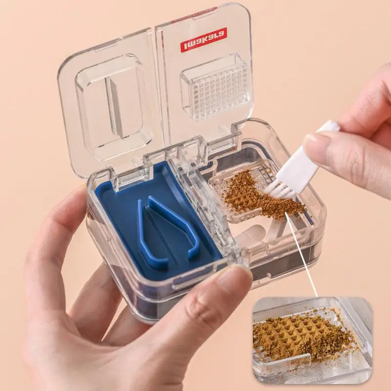 

2-Layers Portable Pill Box Mini Sealed Medicine Storage Box, Tablet Cutting and Grinding Integrated Medicine Box