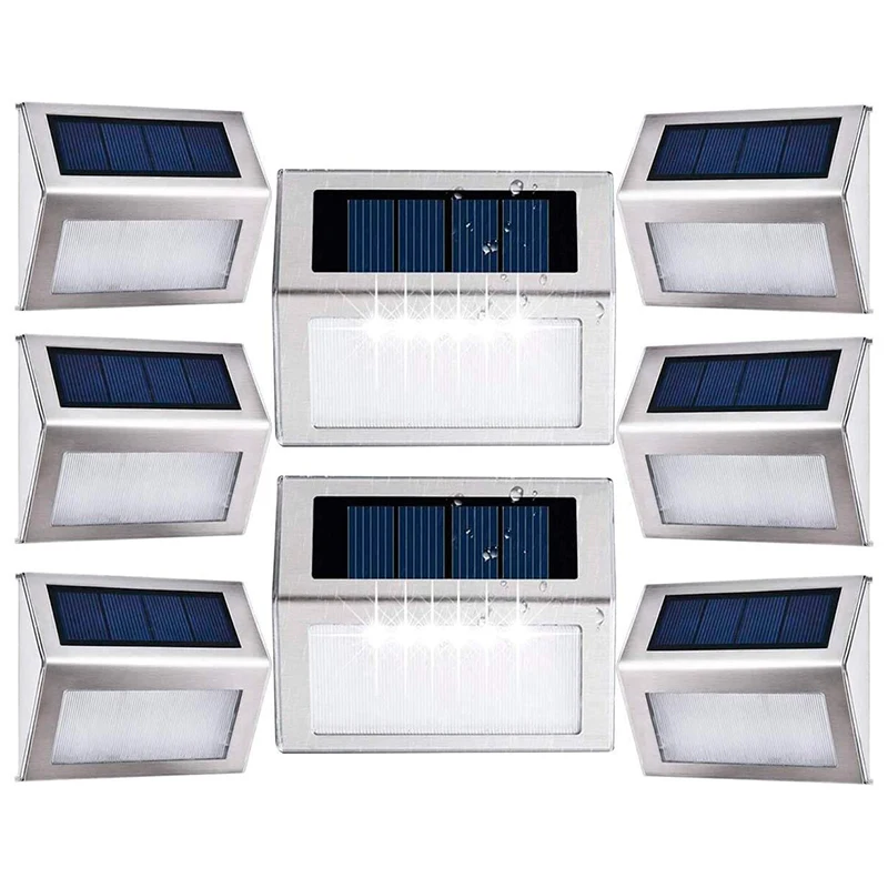 

Фонари на солнечной батарее для лестницы, яркие светодиодные водонепроницаемые лампы из нержавеющей стали для ступенек, уличная лампа на с...