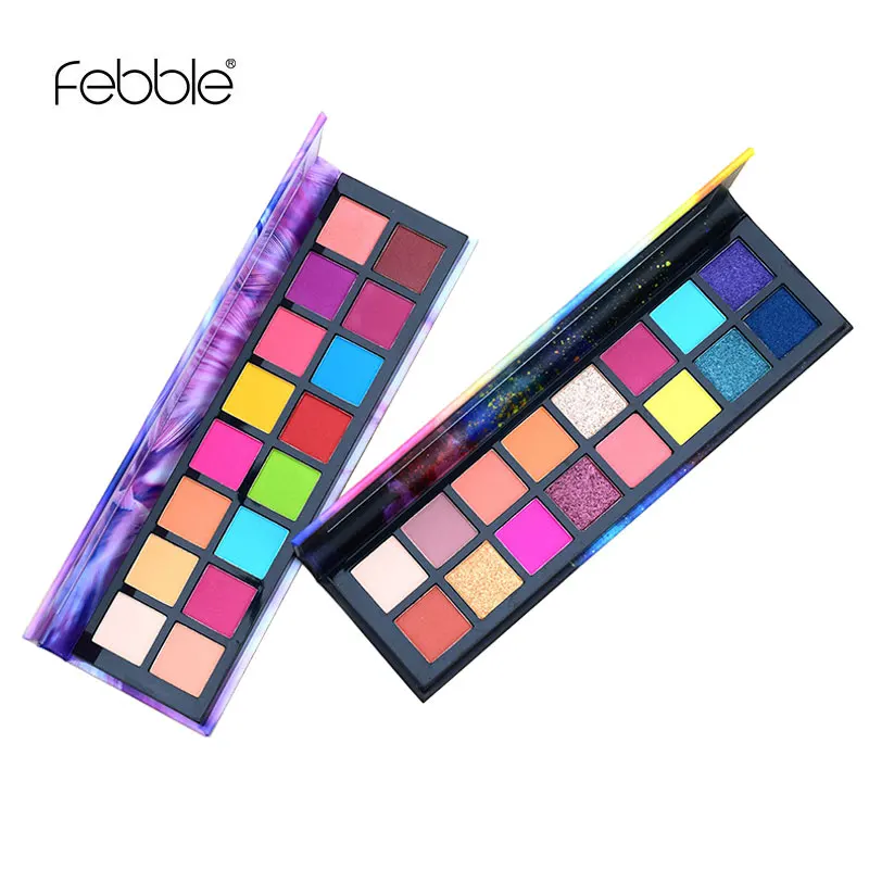 Бренд FEBBLE 16 цветов тени для век сильно пигментированные матовые мерцающие