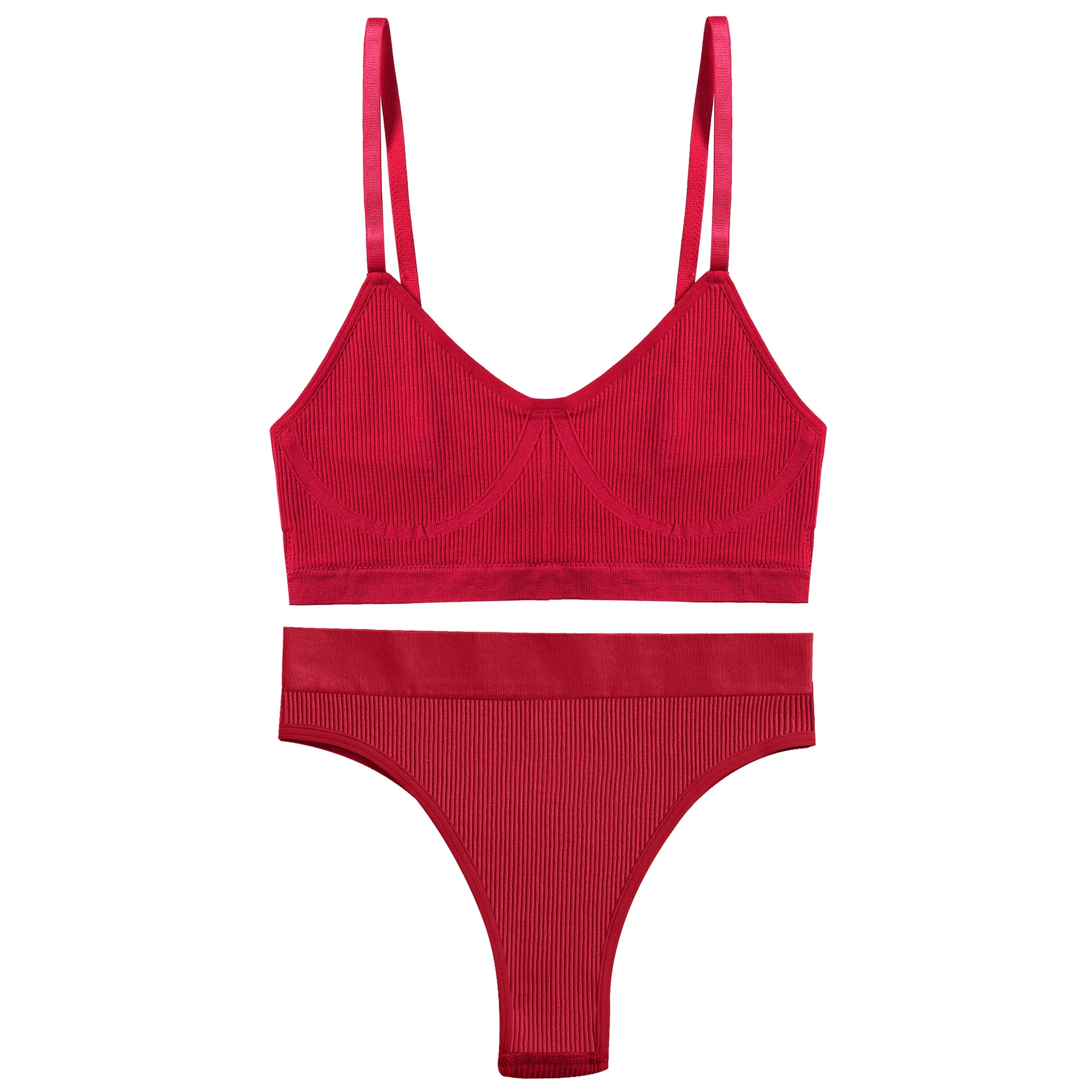 

New solid color tube top gathered with chest pad without steel ring sports running student girl vest bra set