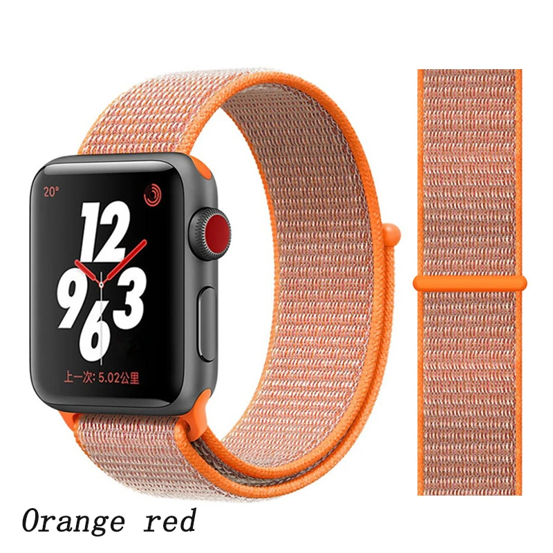 orange red 4 Спортивная петля ремешок apple watch band 42 мм 38 мм apple watch 4 3 band iwatch band 44 мм 40 мм correa pulseira 42 44 нейлоновый ремешок для часов - Цвет ремешка: orange red 4