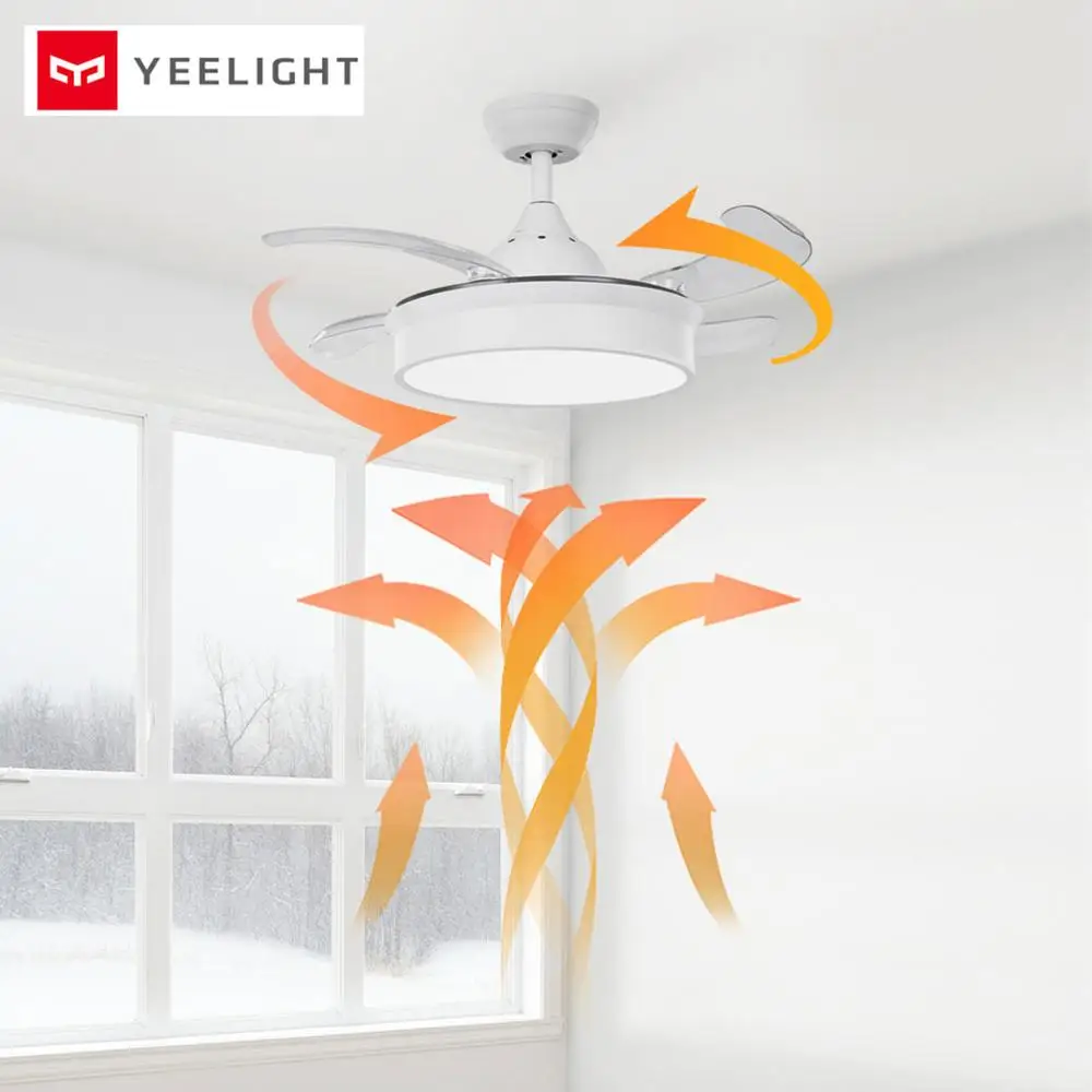 Yeelight светодиодный бесшумный потолочный вентилятор современный Невидимый акриловый лист лампа ресторан пульт дистанционного управления освещением затемнение декоративные лампы