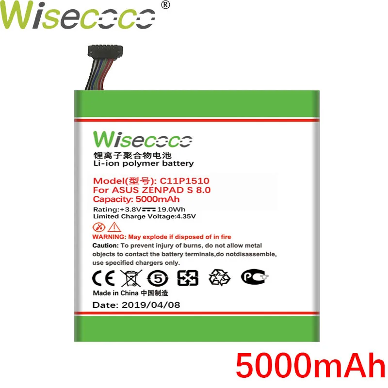 WISECOCO 5000 мАч C11P1510 батарея для ASUS ZenPad S 8,0 Z580CA новейшее производство высокое качество батарея+ номер отслеживания