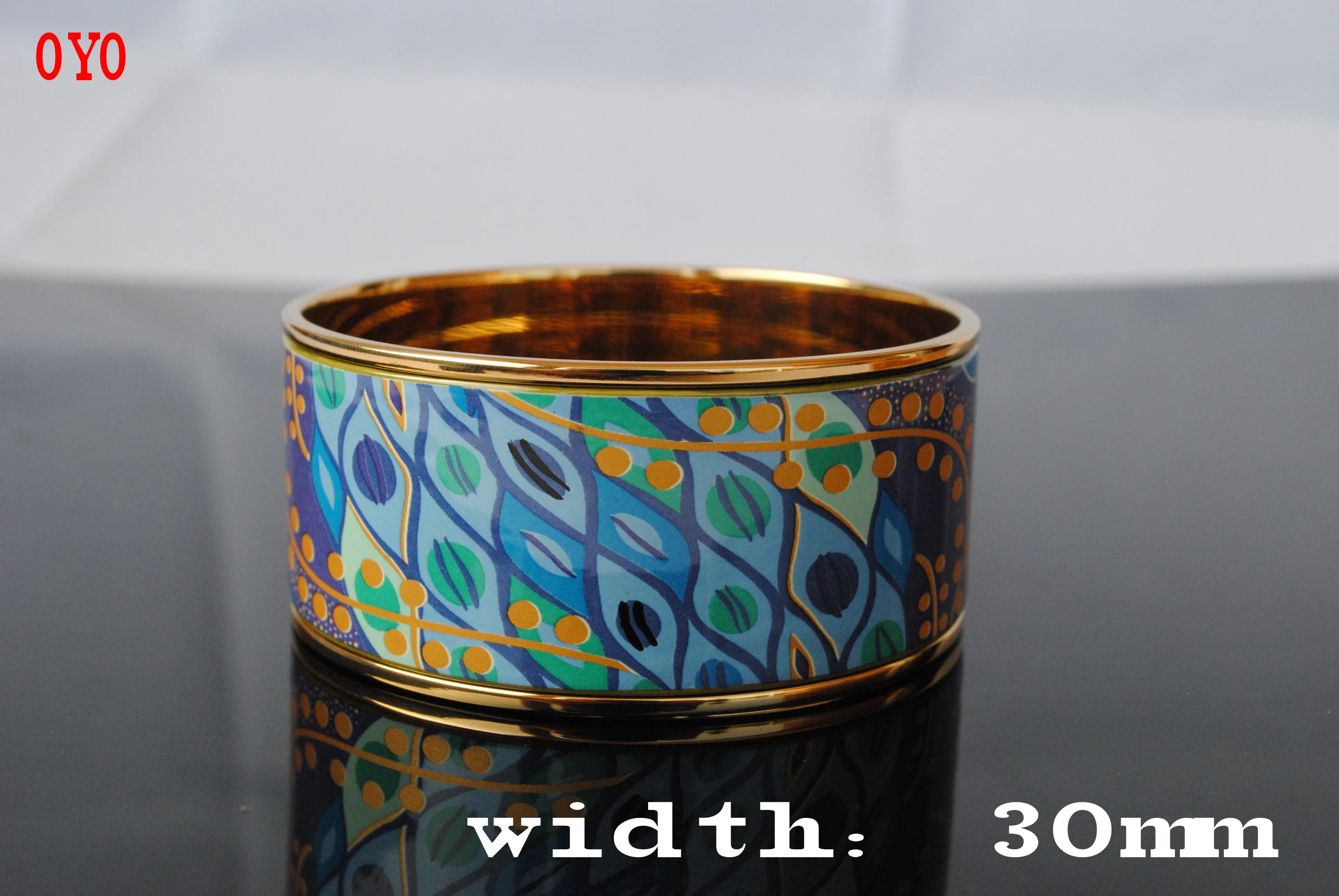 Cloisonne Jewelry Hand-painted Enamel Craft Genuine Gold-plated Art Style Sea Blue Heart Bracelet