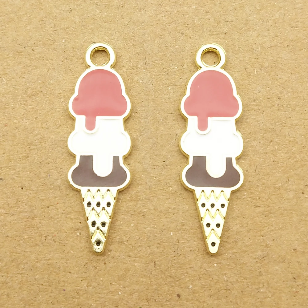 

10pcs 8x27mm enamel ice cream charm for jewelry making and crafting fashion earring pendant cute bracelet necklace charms