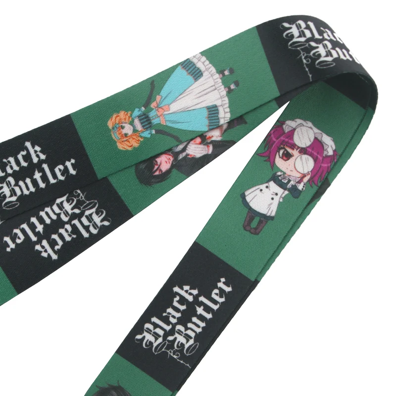 

JF0201 Lanyards Anime Black Neck Strap Mobile Phone Keys ID Card Holder Lanyard for Keys DIY Hanging Rope Lanyards