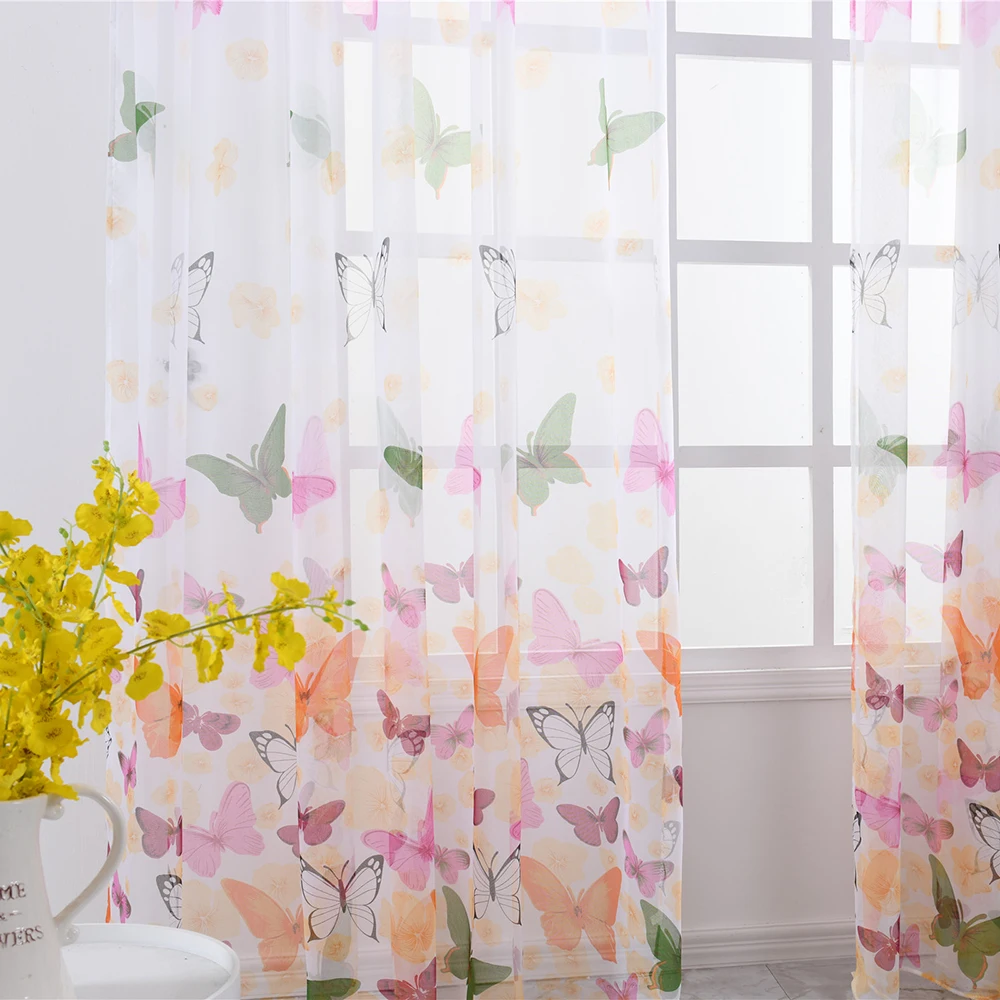 Бабочка занавес для гостиной мебель тканевая пряжа Тюль настраиваемая панель s